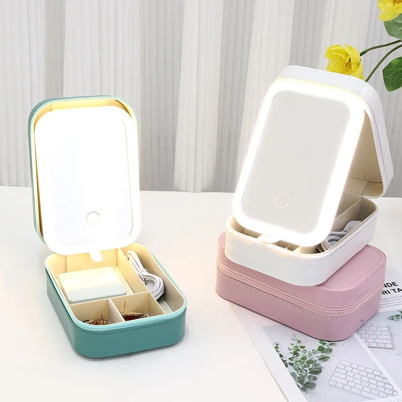 GlamBox: Portable Makeup Organizer with LED Mirror