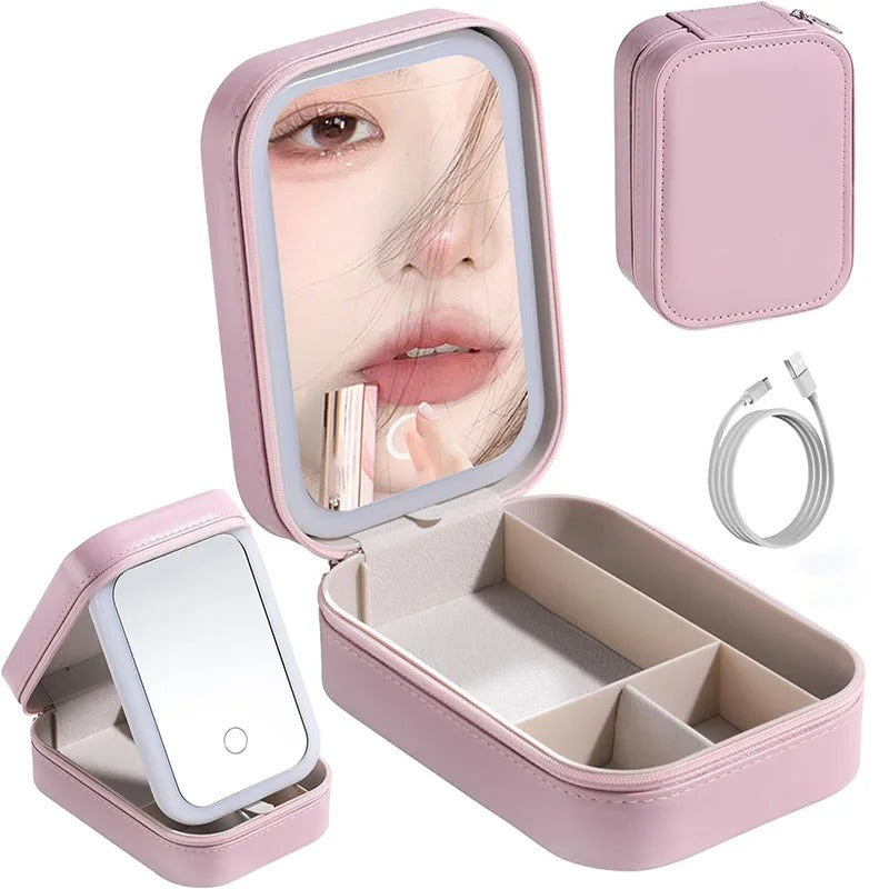 GlamBox: Portable Makeup Organizer with LED Mirror