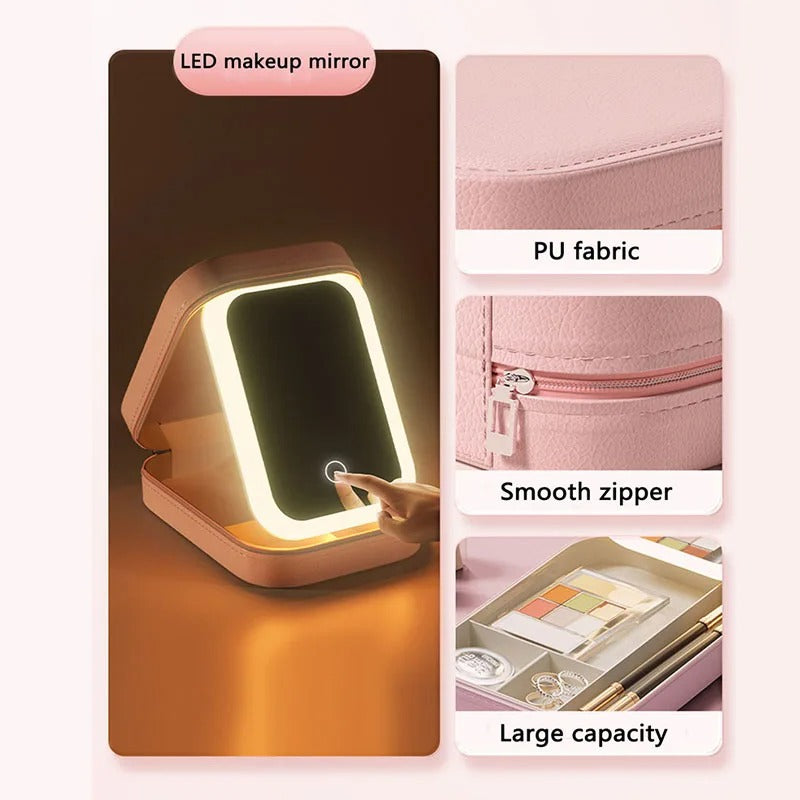 GlamBox: Portable Makeup Organizer with LED Mirror