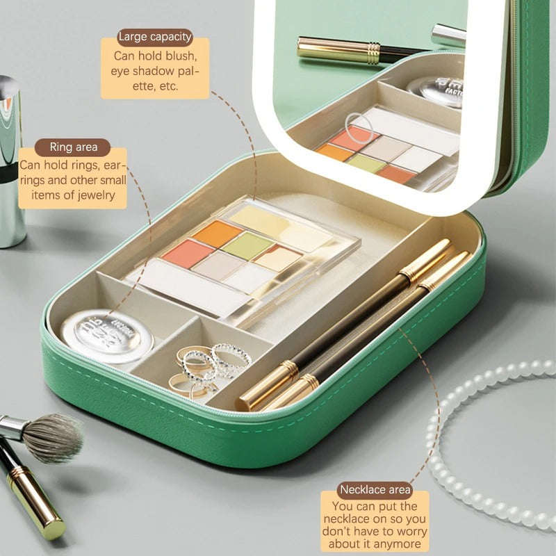 GlamBox: Portable Makeup Organizer with LED Mirror